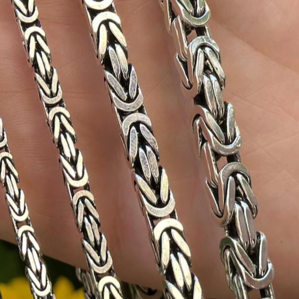 Sterling Silver Handmade Byzantine Necklace 4MM - Picture 2 of 2